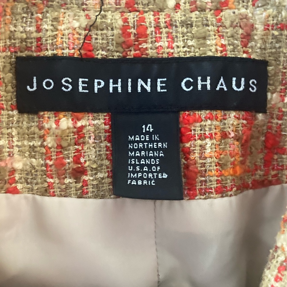 Josephine Chaus Women's Red, Green and Cream Tweed Blazer - Size 14 - Picture 2 of 10